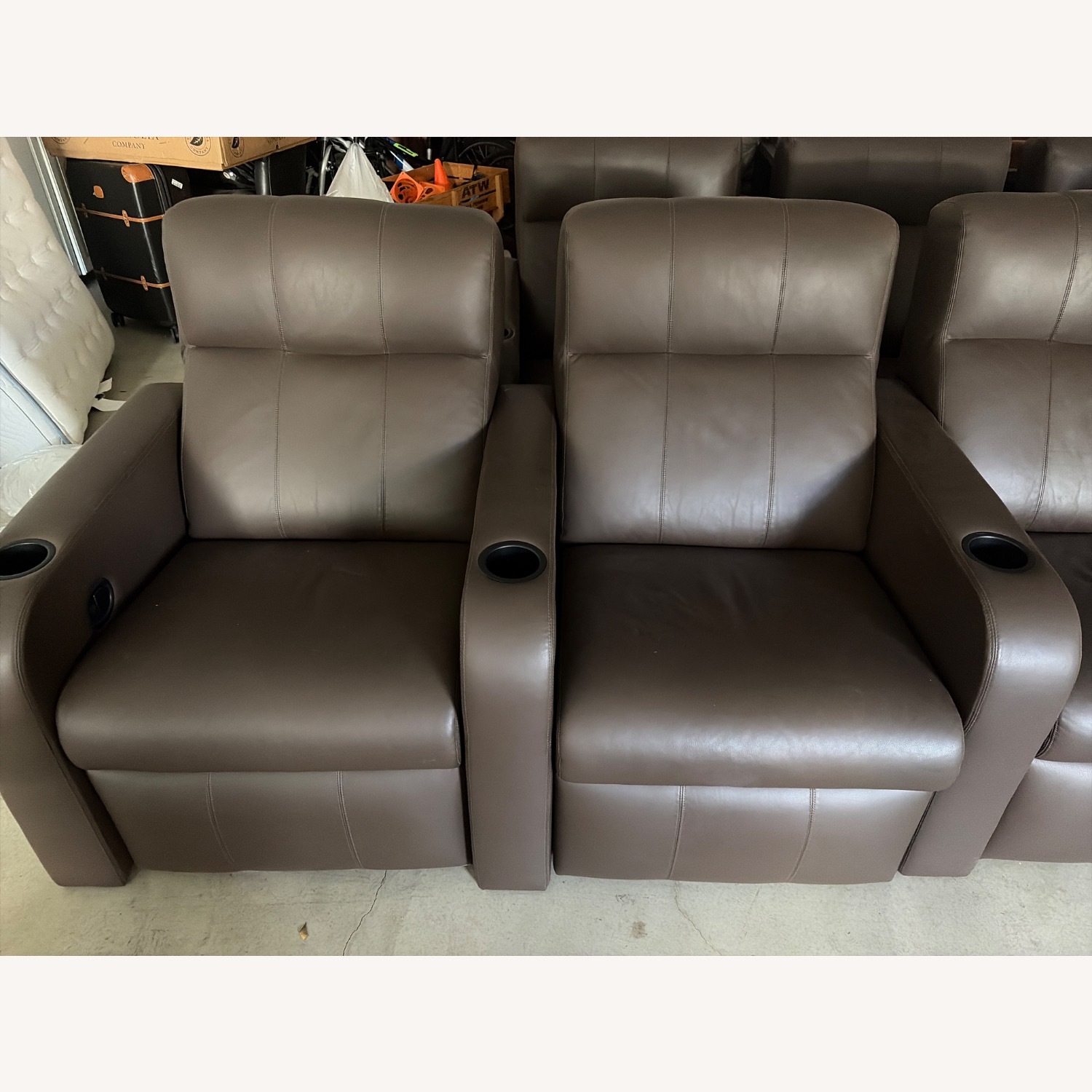 Dark Brown Leather Armchair for Theater - image-1