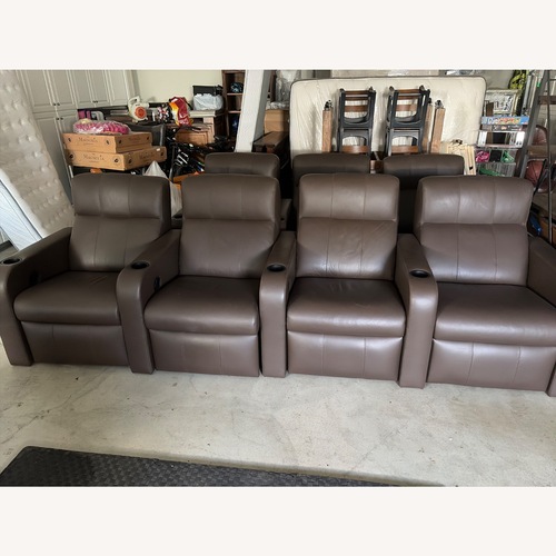 Used Dark Brown Leather Armchair for Theater for sale on AptDeco