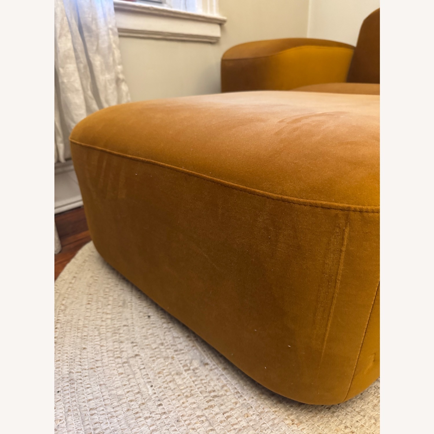 Design Within Reach Orange Velvet 2 Seater Sofa - image-4