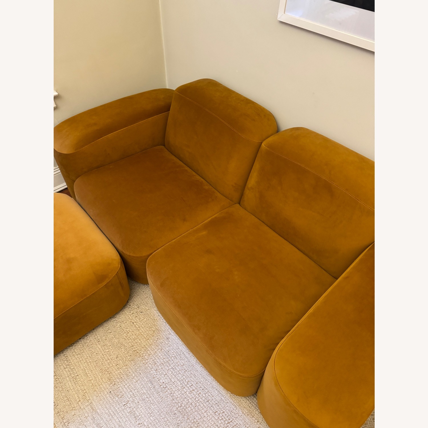 Design Within Reach Orange Velvet 2 Seater Sofa - image-6