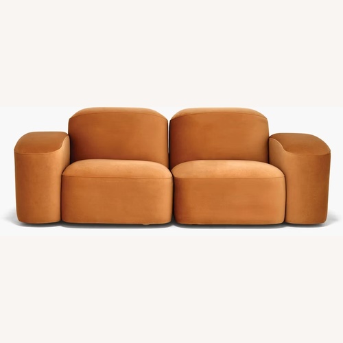 Used Design Within Reach Orange Velvet 2 Seater Sofa for sale on AptDeco