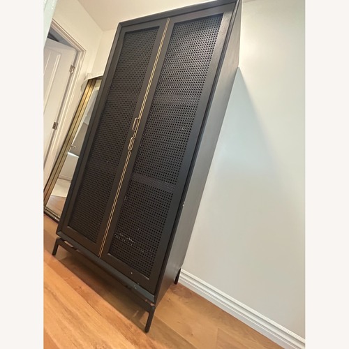 Used Kathy Kuo Home Eleanor Wardrobe Rattan Mesh Door for sale on AptDeco