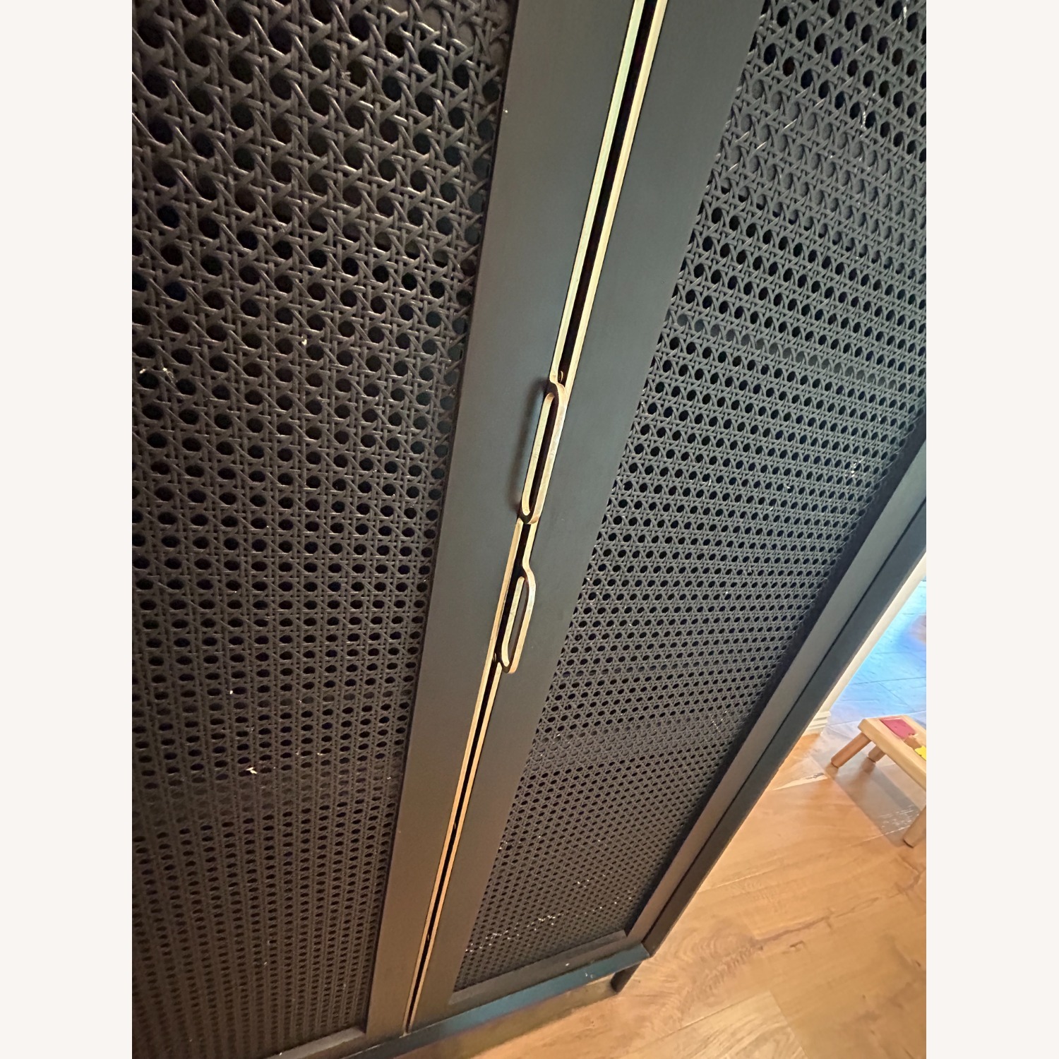 Kathy Kuo Home Eleanor Wardrobe Rattan Mesh Door - image-3