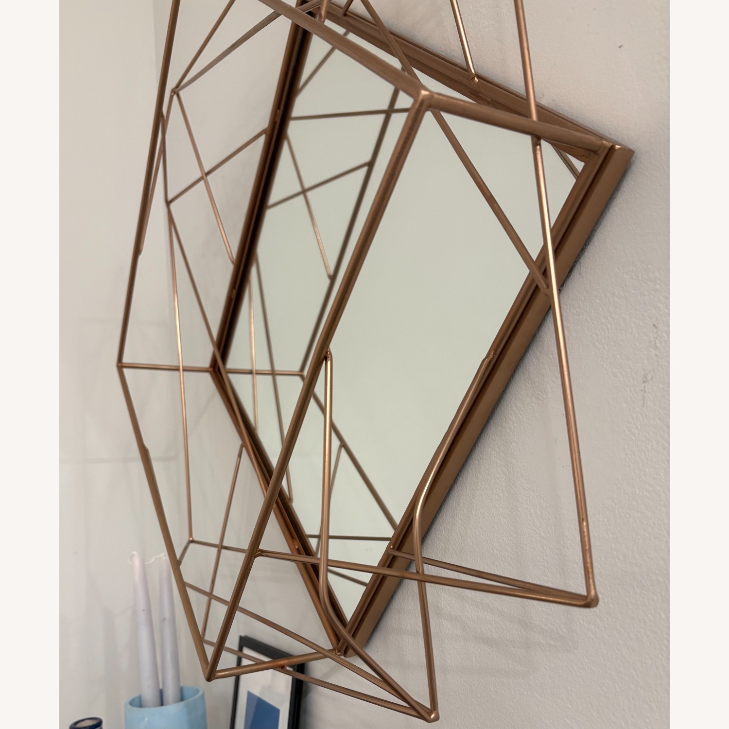CB2 Piazza Wire Mirror Copper Gold Wall Mirror - image-2