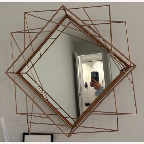 Used CB2 Piazza Wire Mirror Copper Gold Wall Mirror for sale on AptDeco