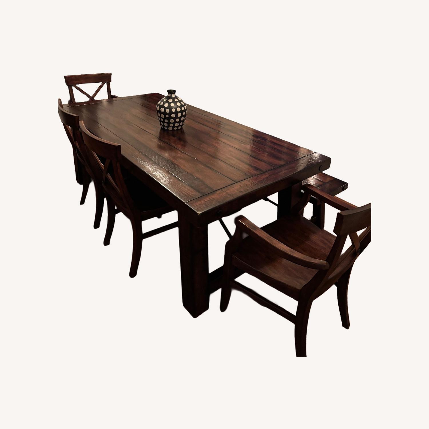 Pottery Barn Benchwright Dining Table Set - AptDeco