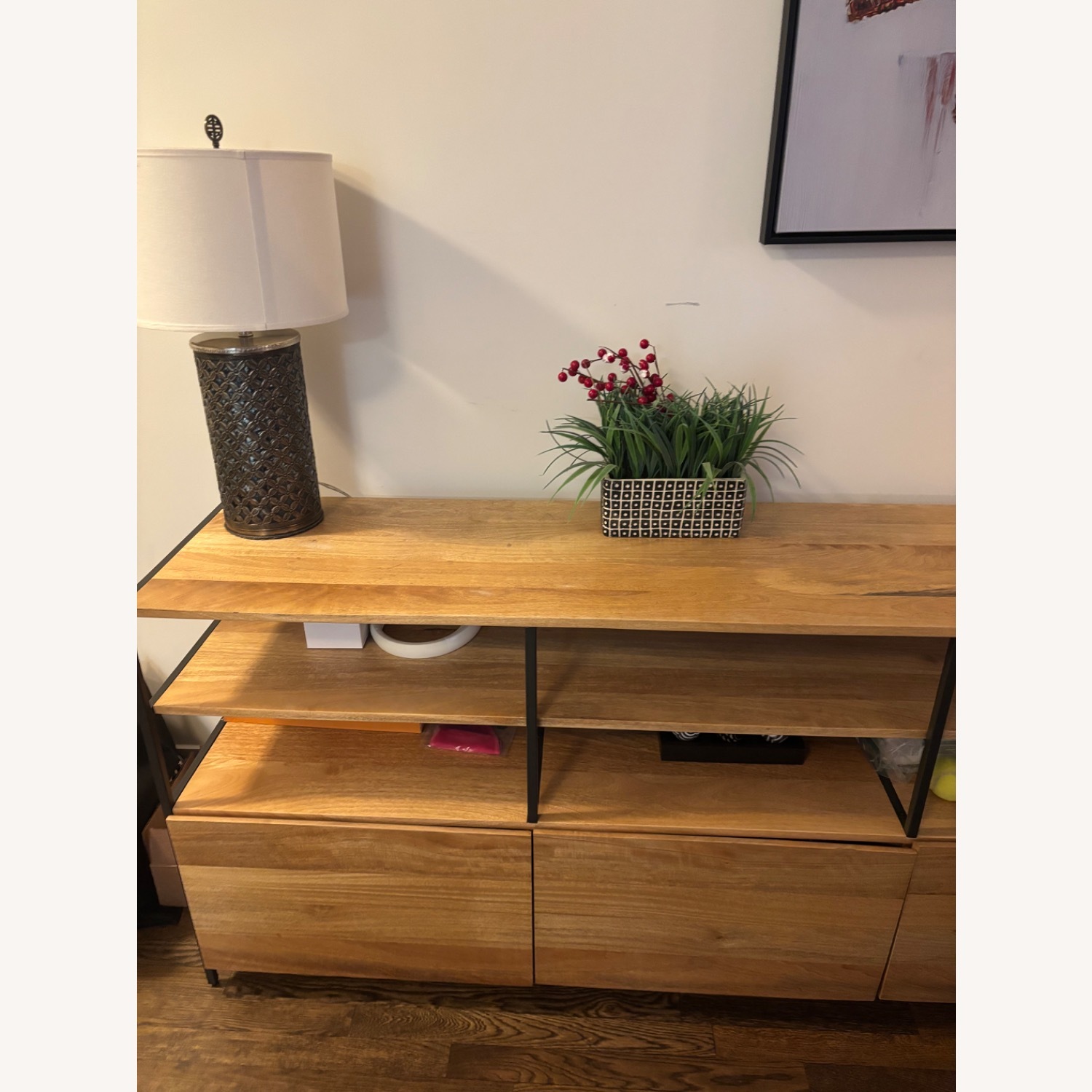 West Elm Light Brown Wood Media Storage - image-2