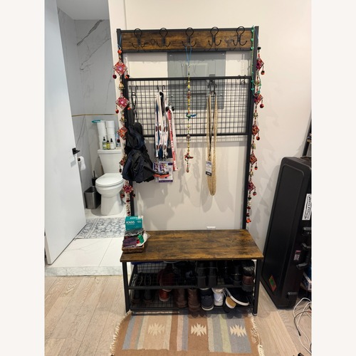 Used Wayfair Coat Rack Stand with Shoe Rack Bench for sale on AptDeco