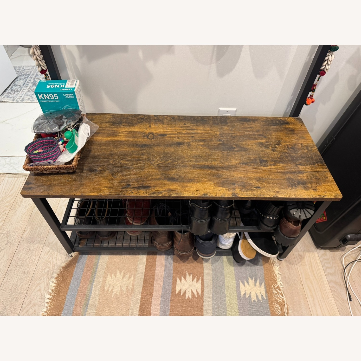 Wayfair Coat Rack Stand with Shoe Rack Bench - image-3