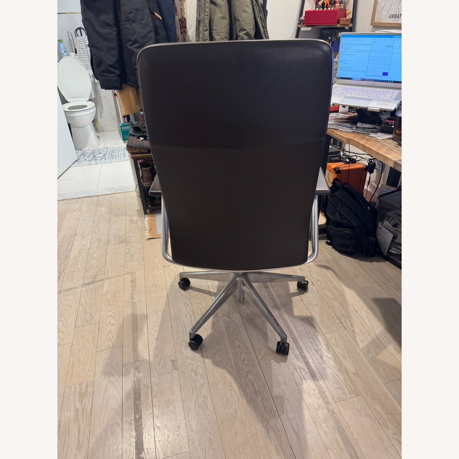 HBF Dark Brown Leather Office Chair - image-2