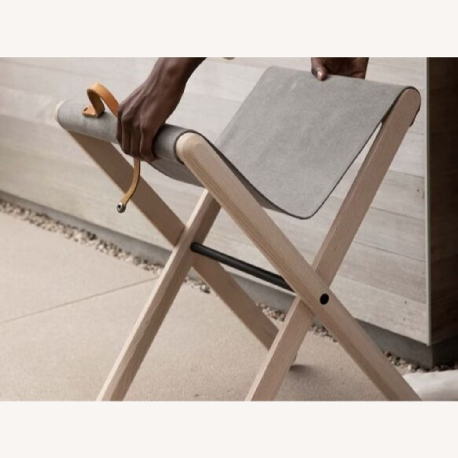 Departo - West Elm Light Gray Stool - image-1