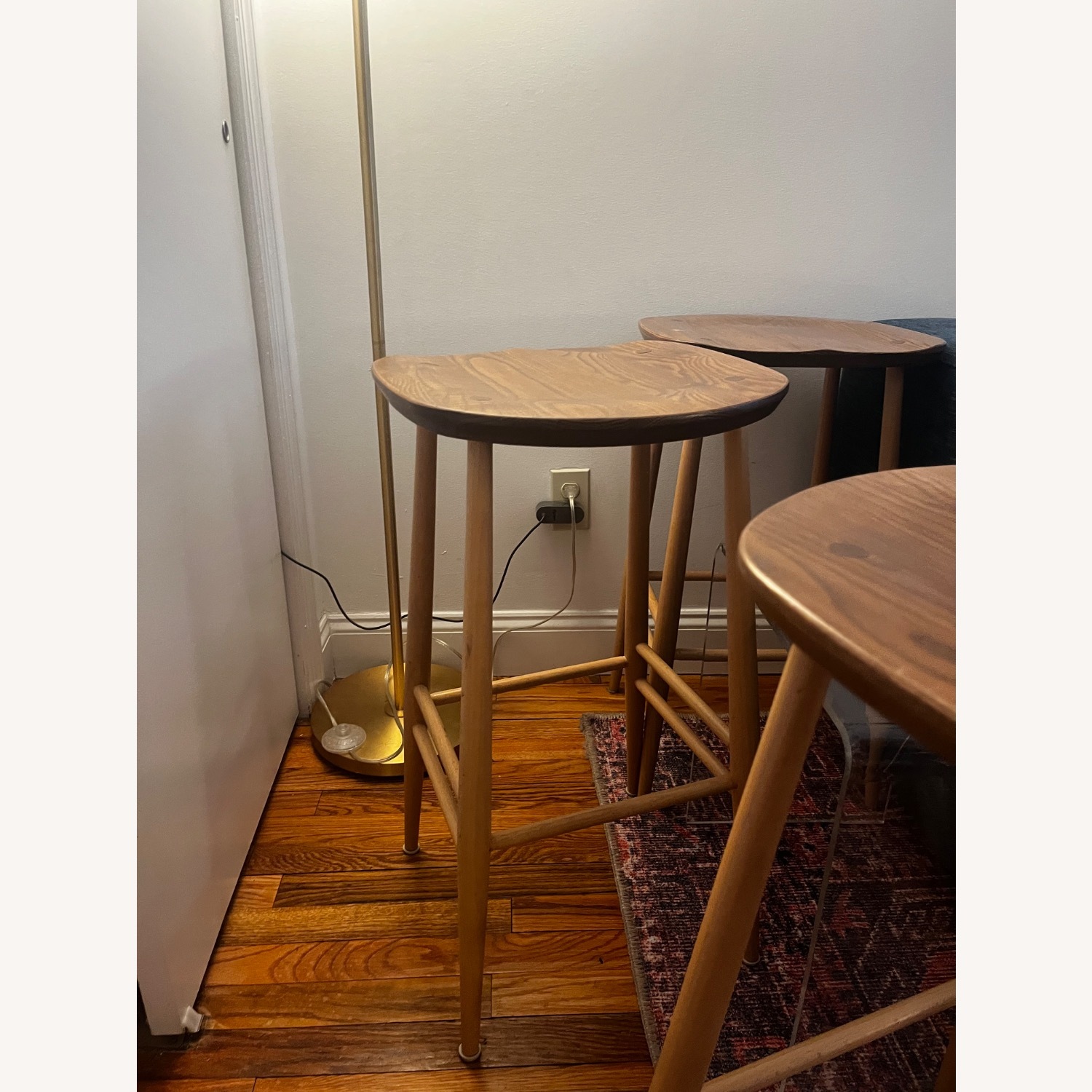 Rejuvenation Ercol Light Brown Wood Stool - image-3