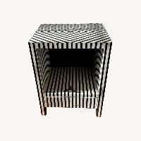 Bone Inlay Wooden Striped Nightstands