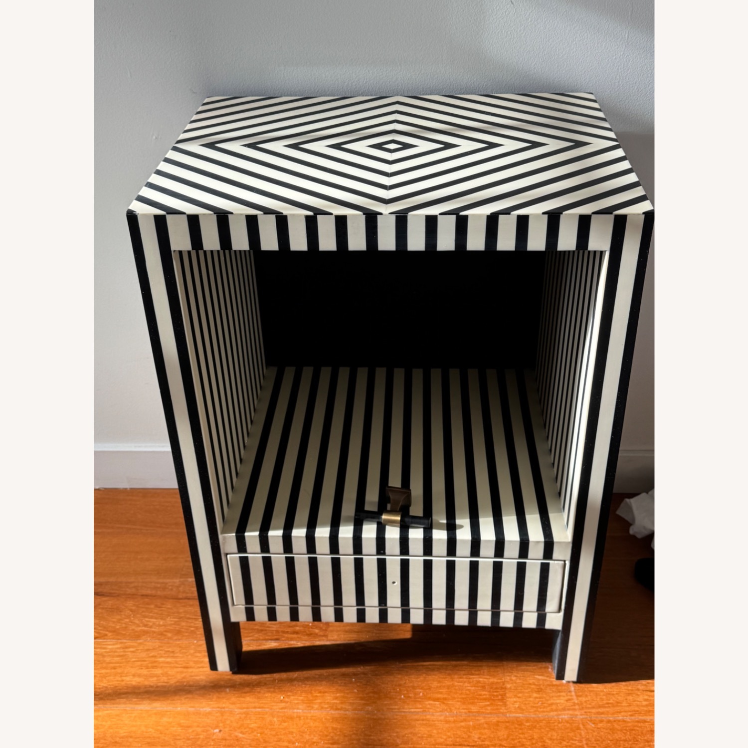 Bone Inlay Wooden Striped Nightstands - image-2