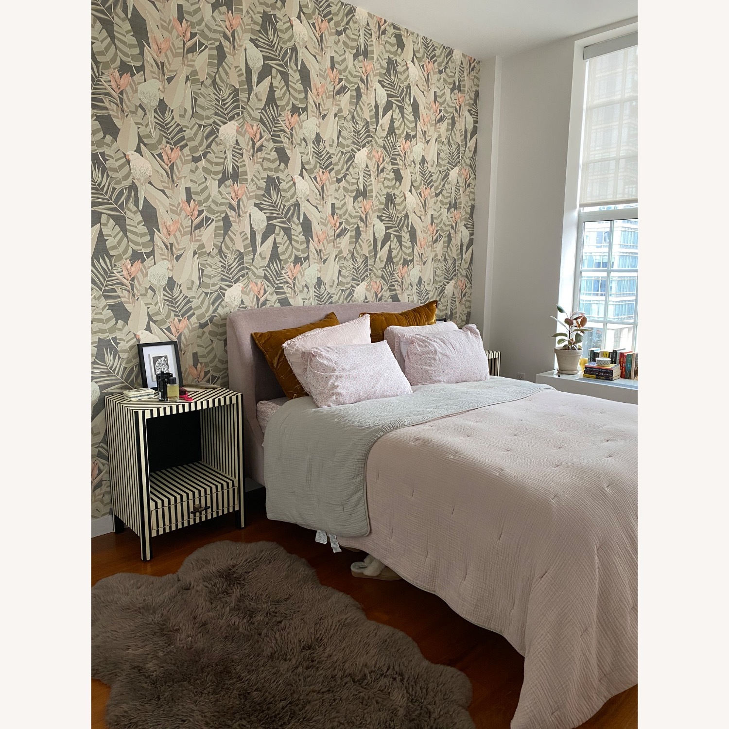 Bone Inlay Wooden Striped Nightstands - image-3