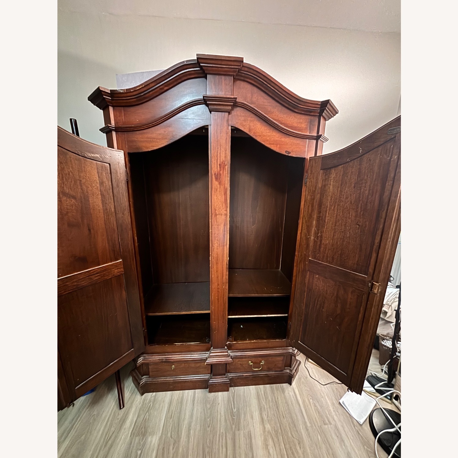 Vintage/Antique Dark Brown Wood Armoire - image-1
