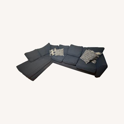 Used Bob's Discount Furniture Blue 2 Piece Sectional for sale on AptDeco