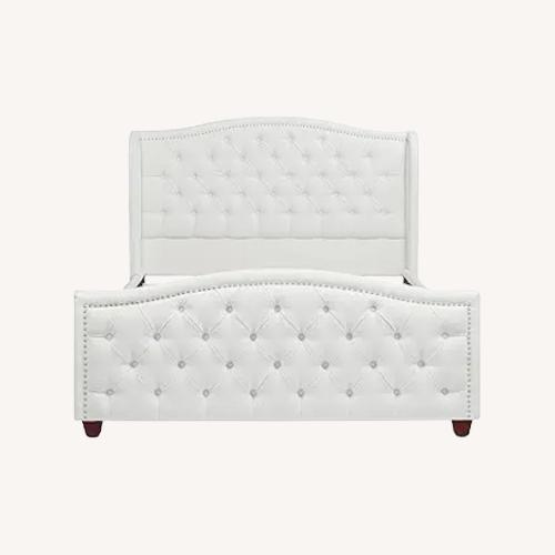 Used White Fabric Queen Bed for sale on AptDeco