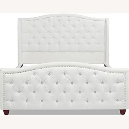 Used White Fabric Queen Bed for sale on AptDeco