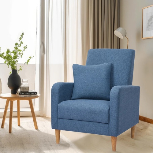 Used Wade Logan Blue Wood Accent Chair for sale on AptDeco