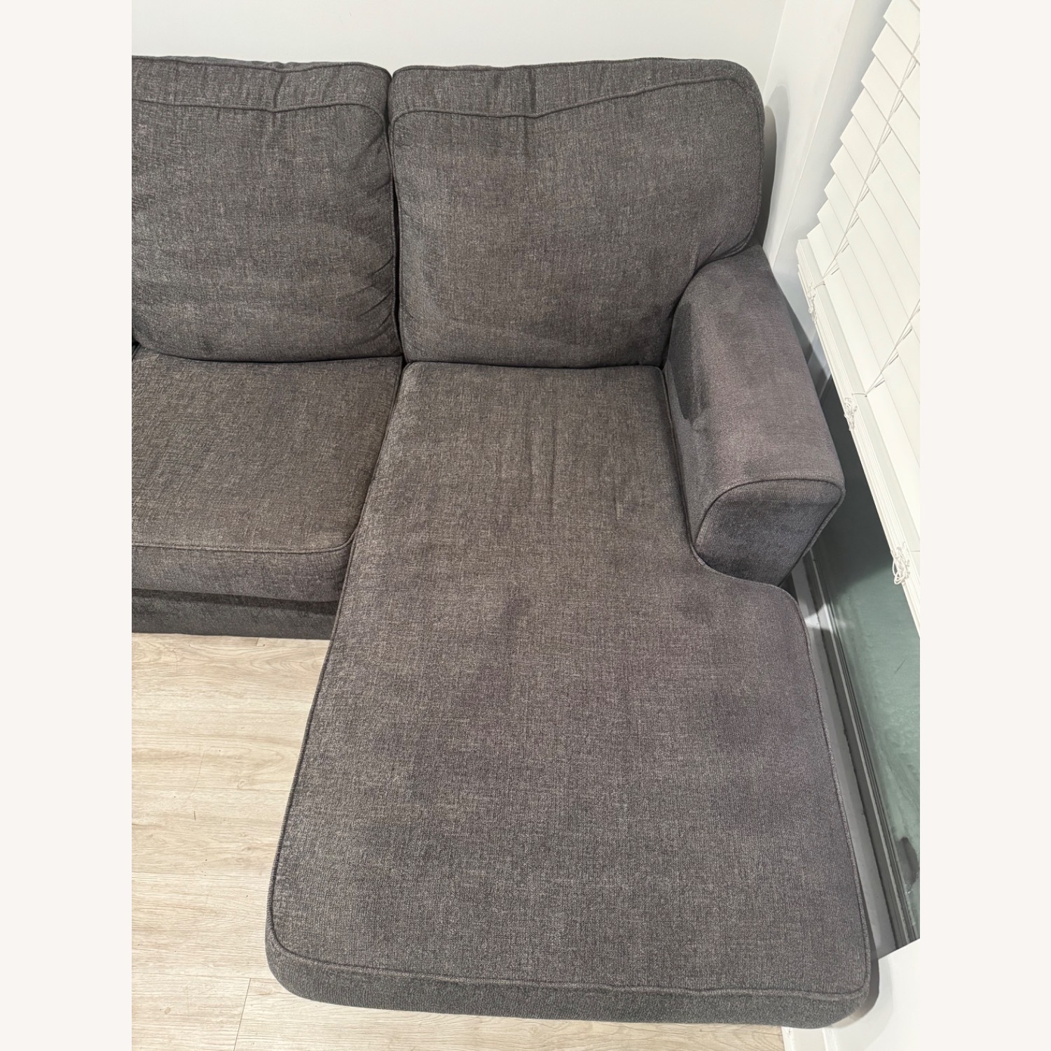 Dark Gray Fabric Chaise Lounge - image-3