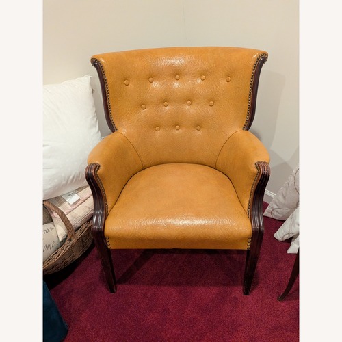Used Vintage Yellow Leather Armchair for sale on AptDeco