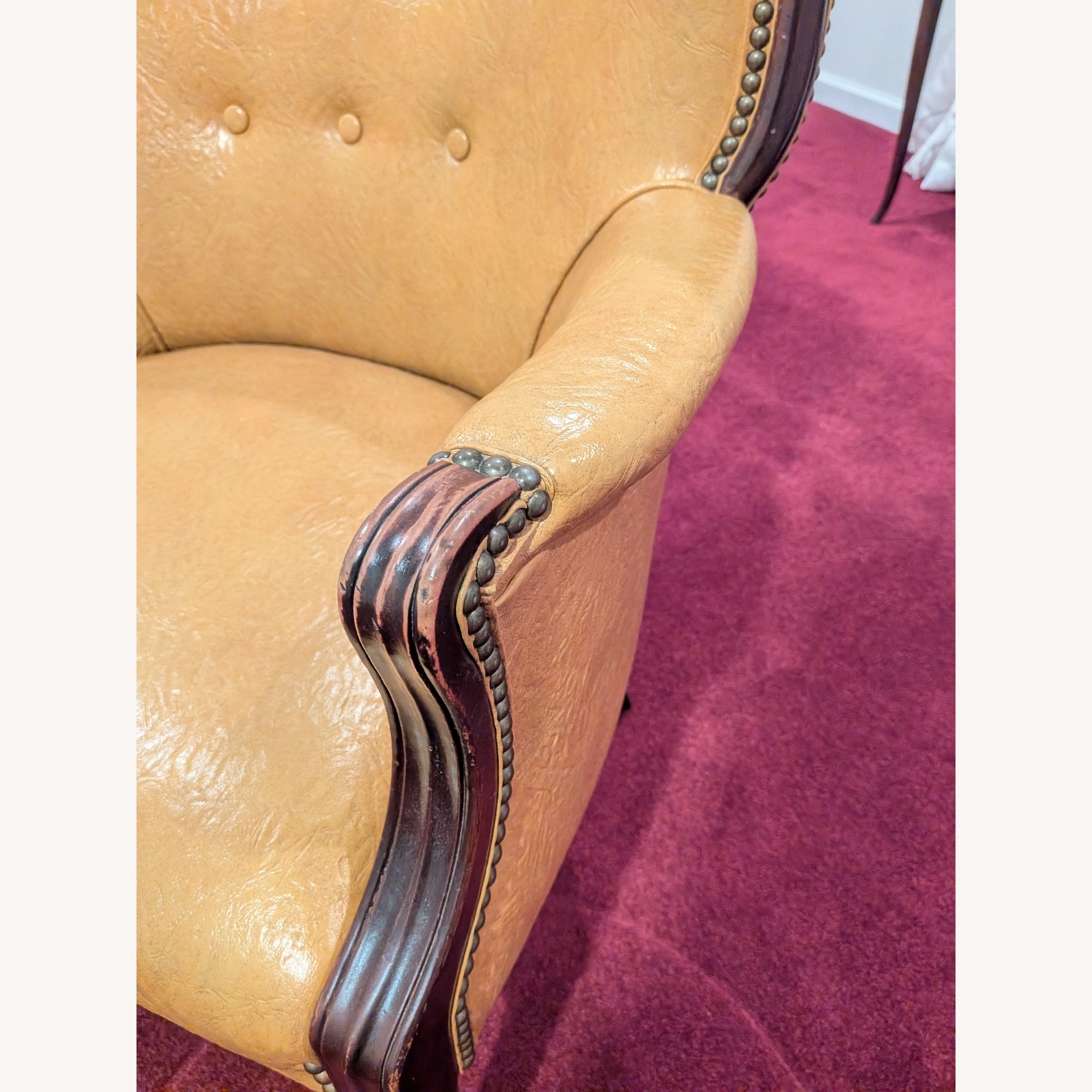 Vintage Yellow Leather Armchair - image-2