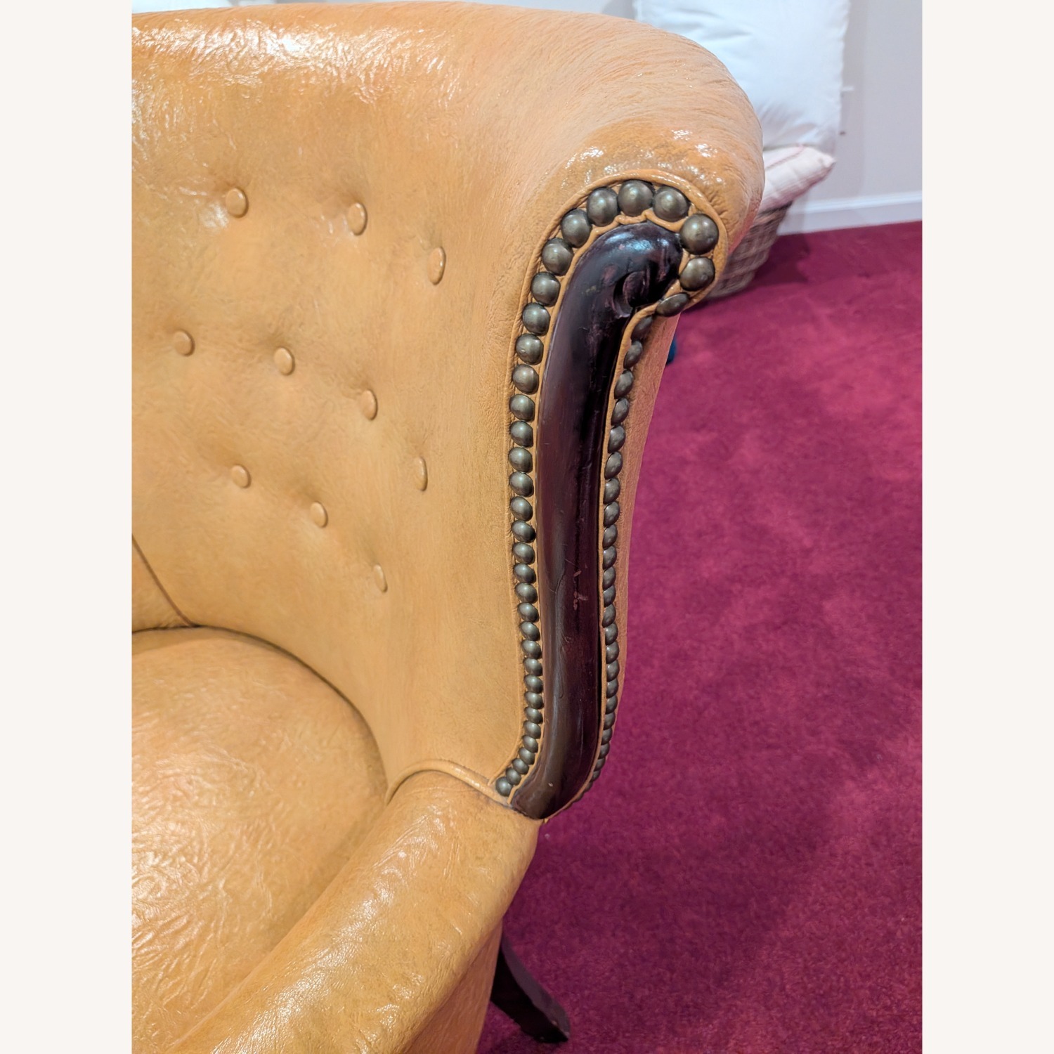 Vintage Yellow Leather Armchair - image-8