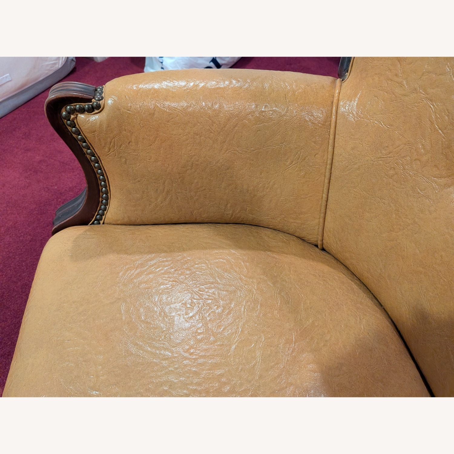 Vintage Yellow Leather Armchair - image-9