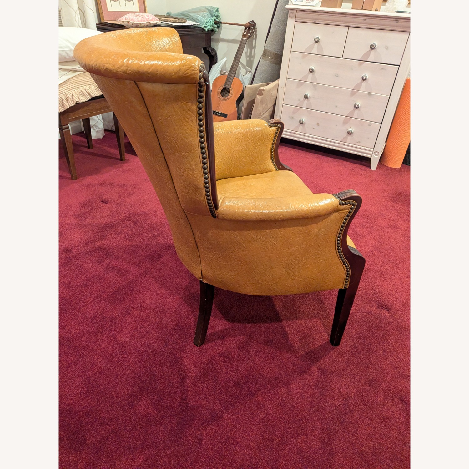 Vintage Yellow Leather Armchair - image-1