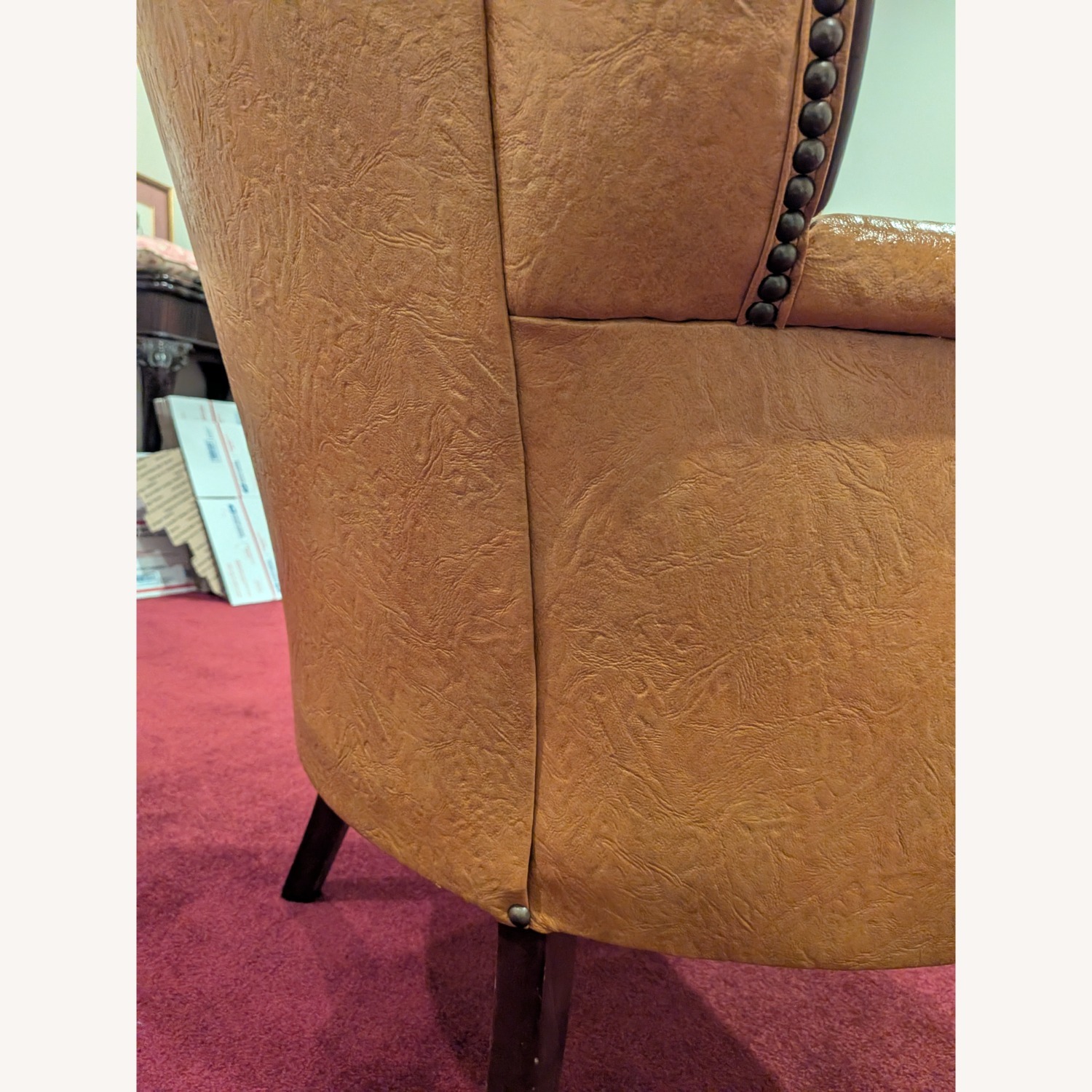 Vintage Yellow Leather Armchair - image-5