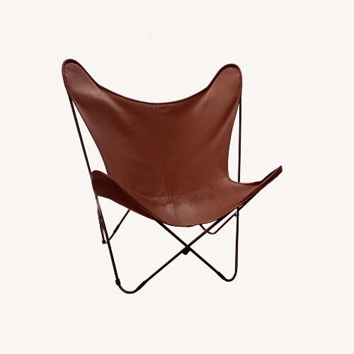 Used The Citizenry Dark Brown Leather Chair for sale on AptDeco