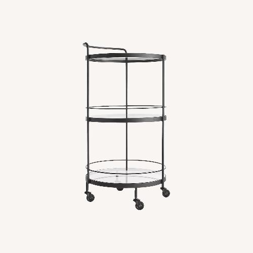 Used Crate & Barrel Noir Round Bar Cart for sale on AptDeco