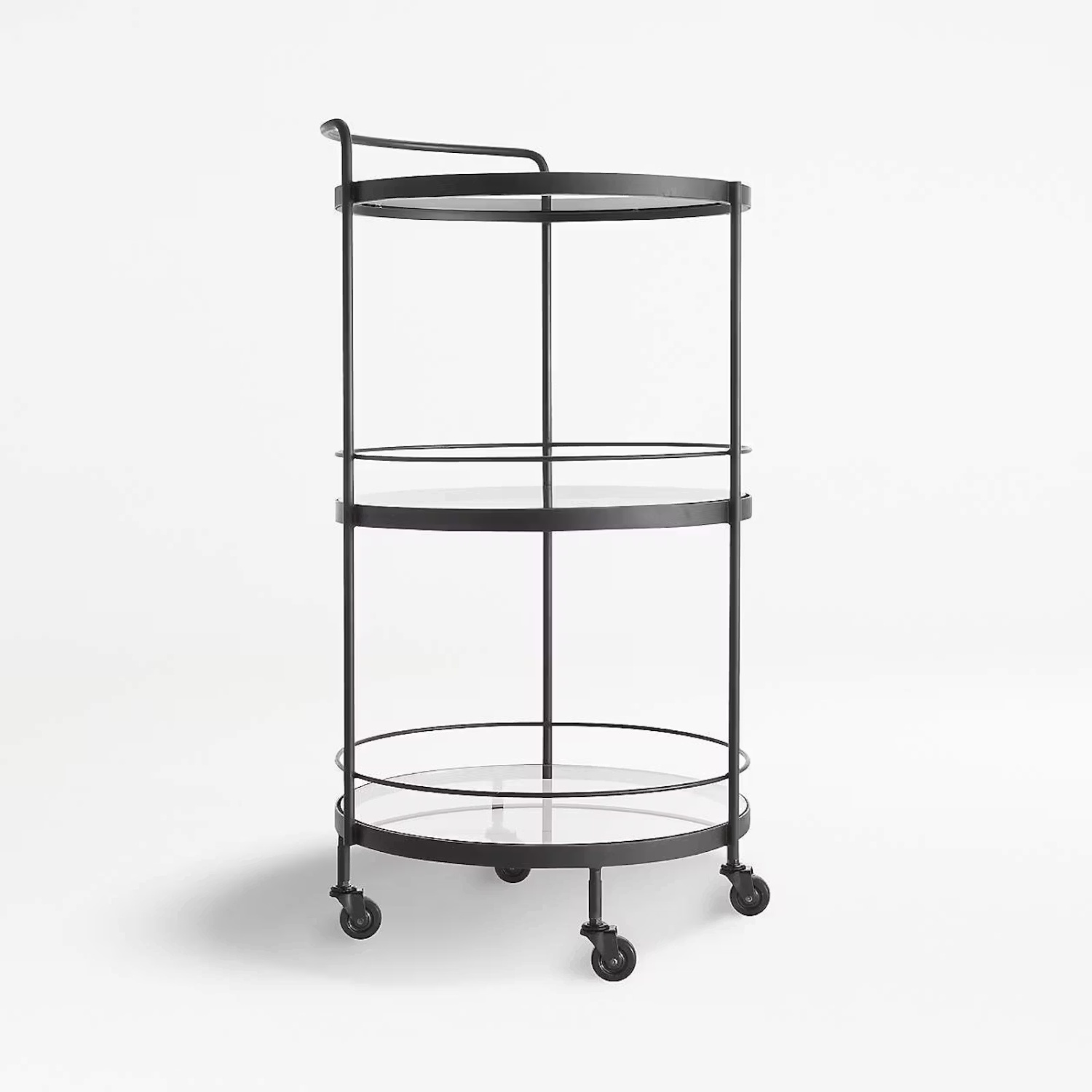 Crate & Barrel Noir Round Bar Cart - image-0