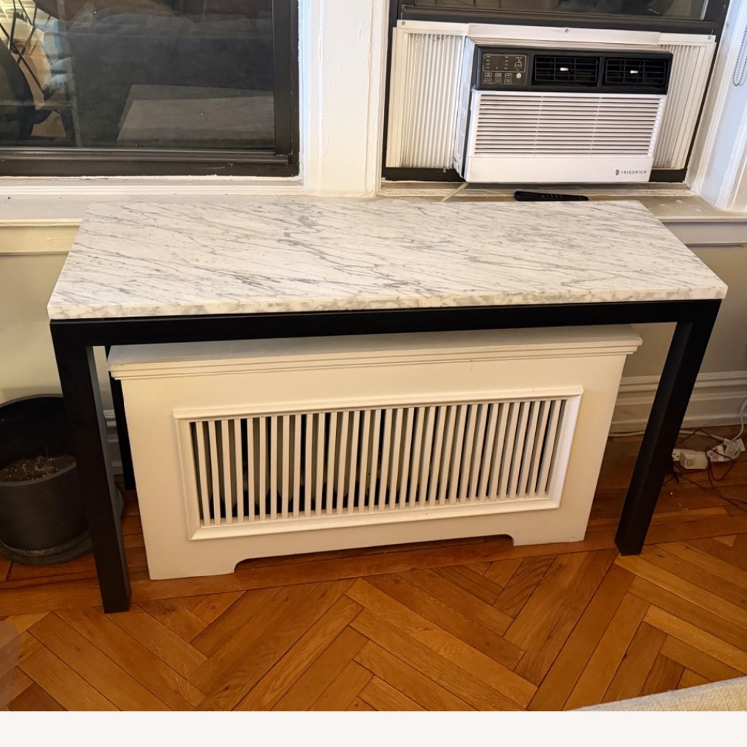 Crate & Barrel Parsons White Marble Side Table - image-1