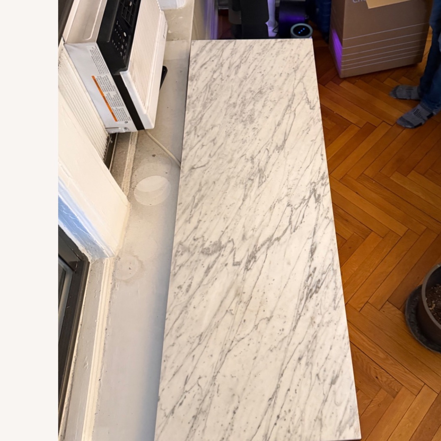 Crate & Barrel Parsons White Marble Side Table - image-2