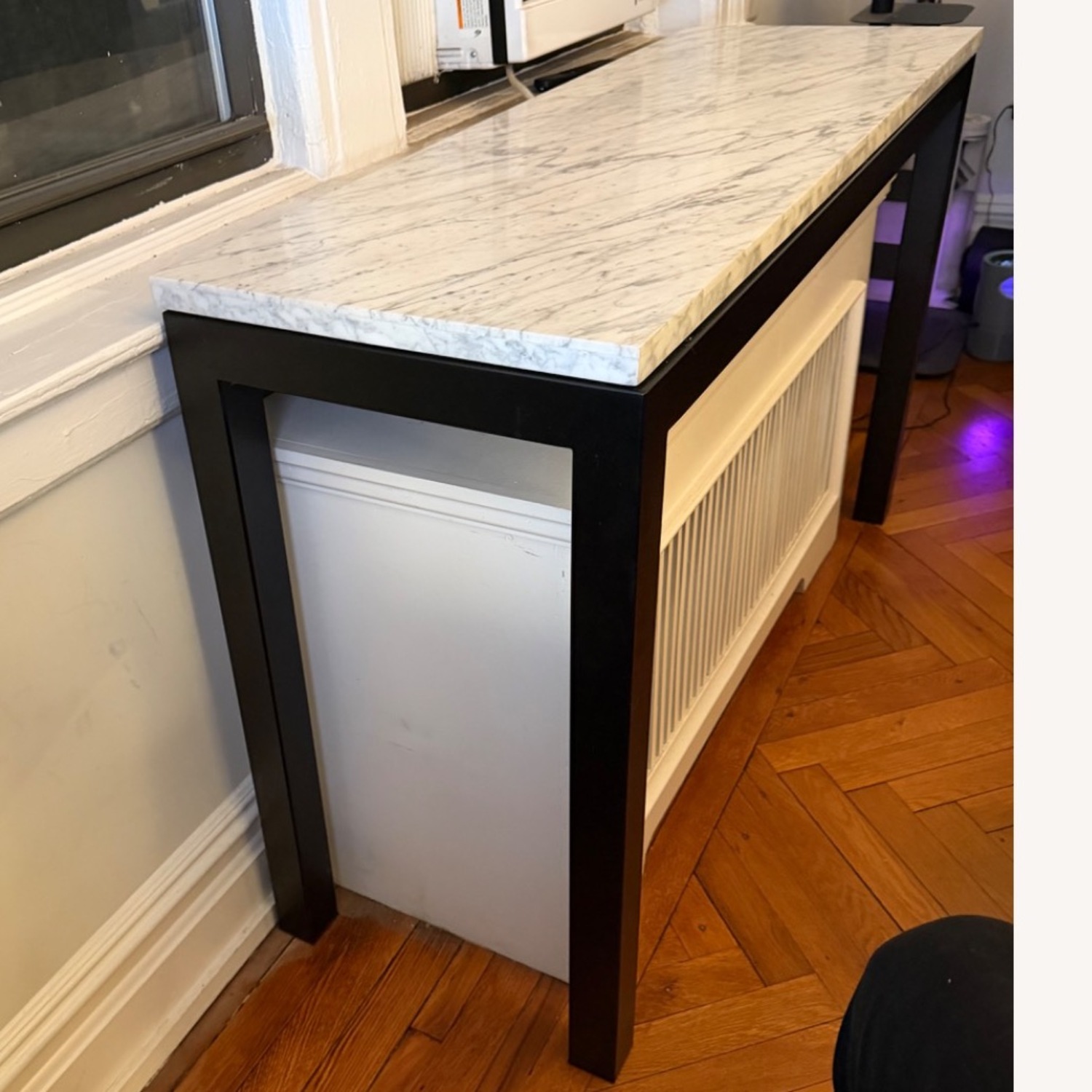 Crate & Barrel Parsons White Marble Side Table - image-3