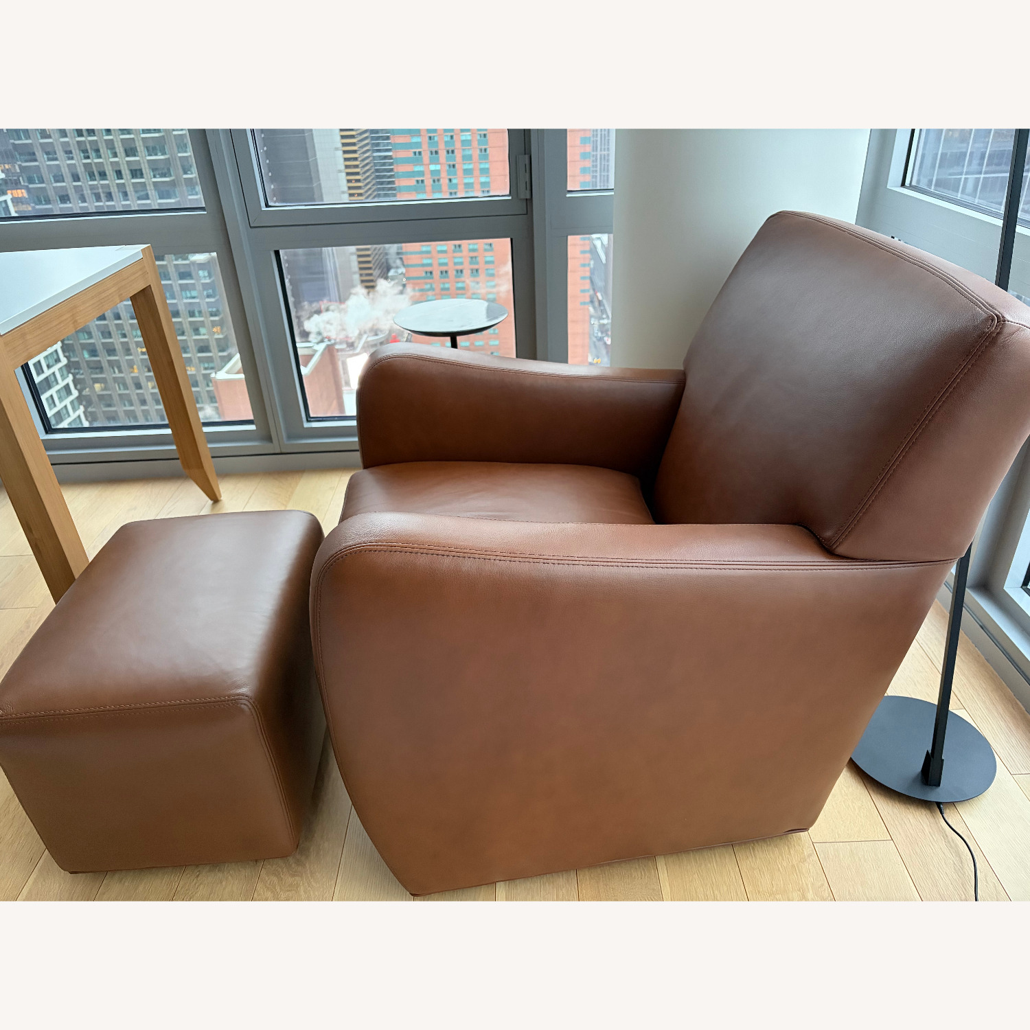 Room & Board Brennan Cognac Leather Armchair + Ottoman - image-2