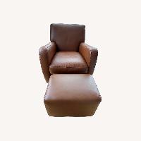 Room & Board Brennan Cognac Leather Armchair + Ottoman