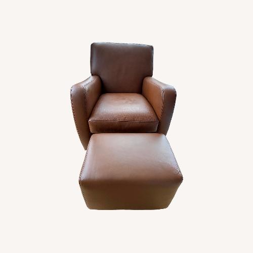 Used Room & Board Brennan Cognac Leather Armchair + Ottoman for sale on AptDeco