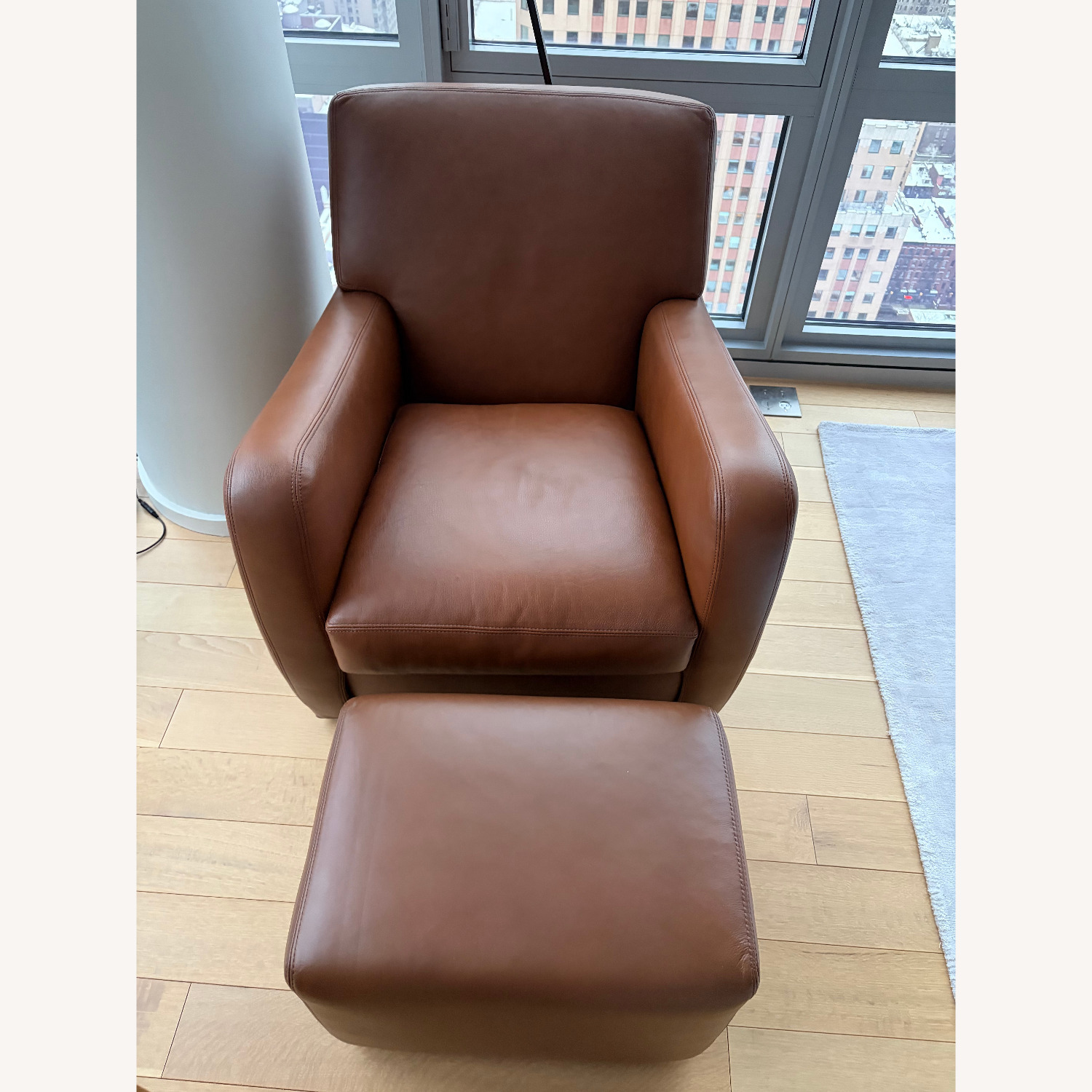 Room & Board Brennan Cognac Leather Armchair + Ottoman - image-3