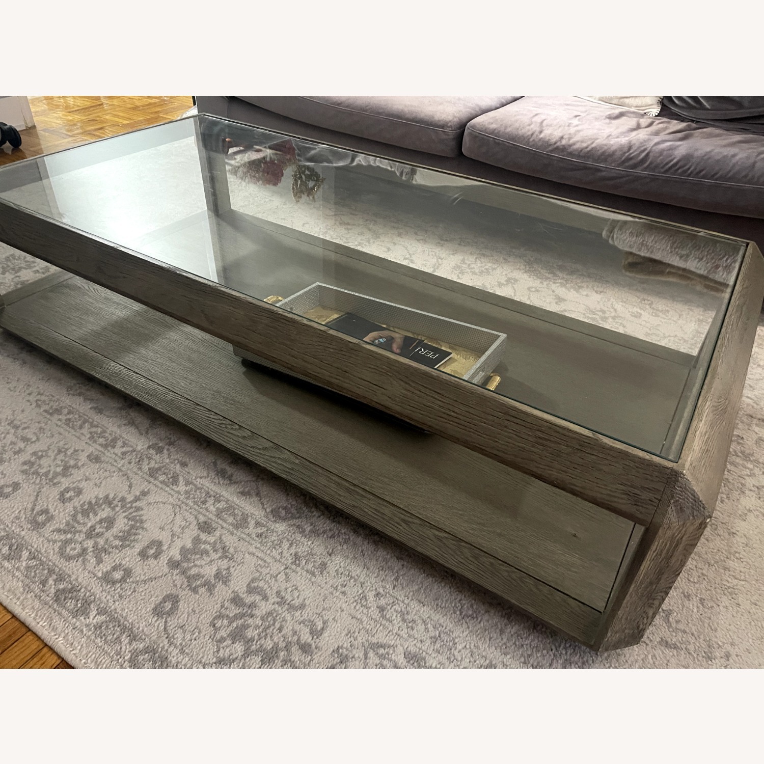 Restoration Hardware Light Gray Wood Coffee Table - image-2