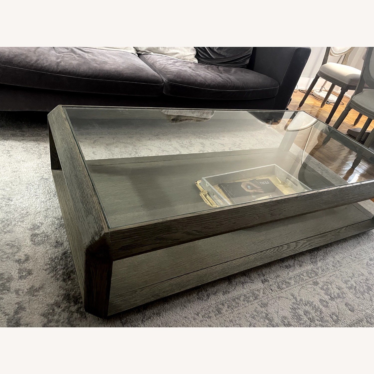 Restoration Hardware Light Gray Wood Coffee Table - image-0