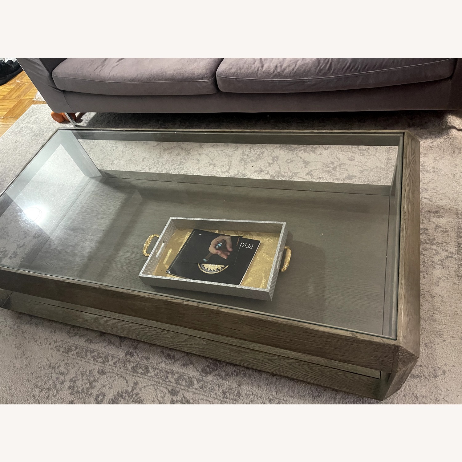 Restoration Hardware Light Gray Wood Coffee Table - image-1