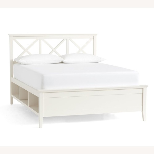 Used Pottery Barn Clara Lattice Storage King Bed for sale on AptDeco