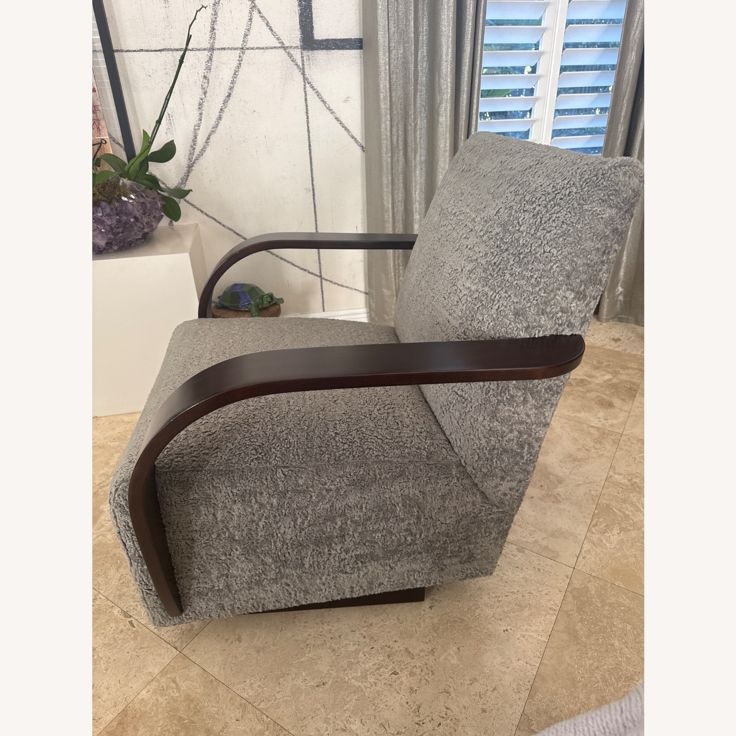 Dark Gray Fabric Accent Chairs - image-1