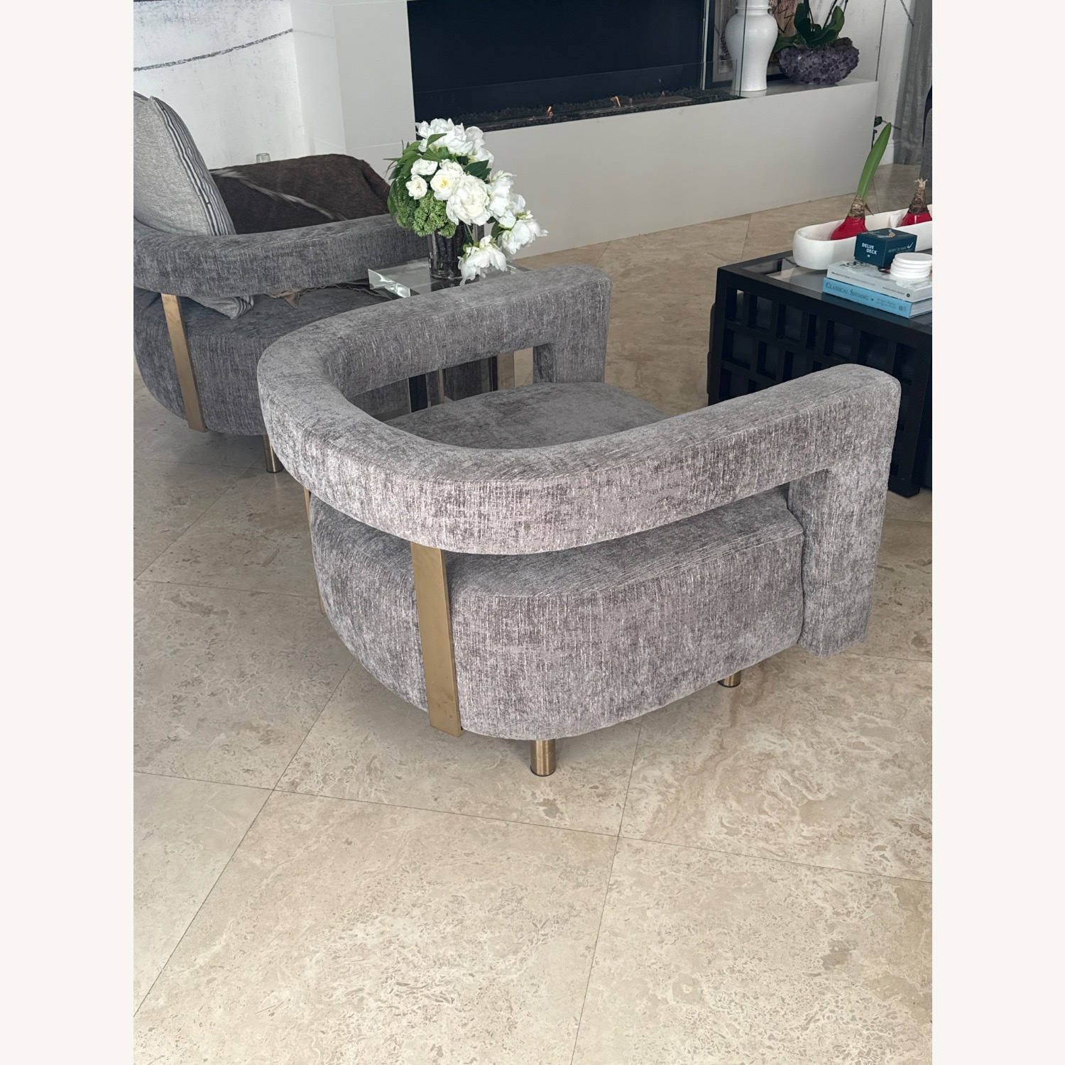 Interlude Home Light Gray Fabric Accent Chairs - image-1