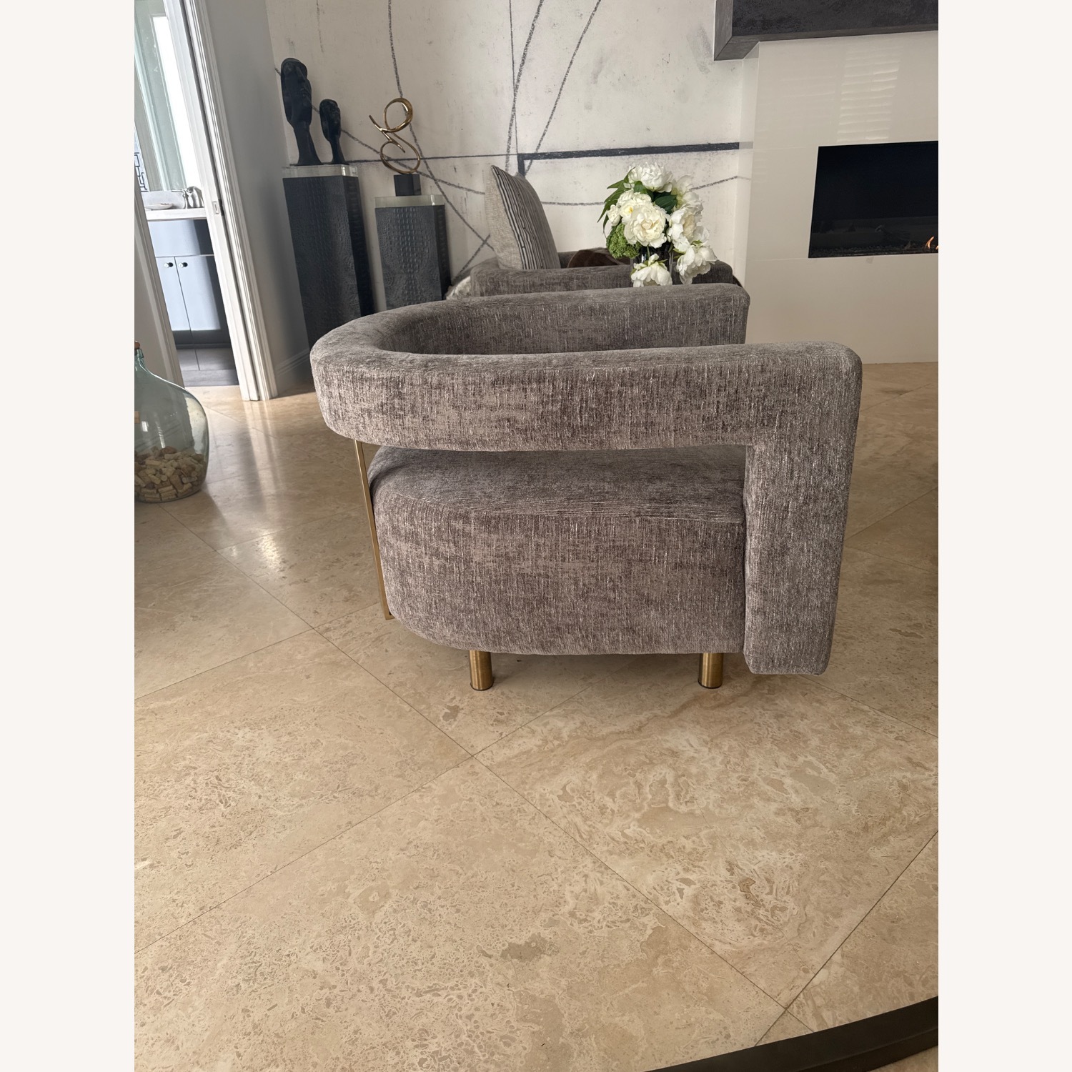 Interlude Home Light Gray Fabric Accent Chairs - image-2