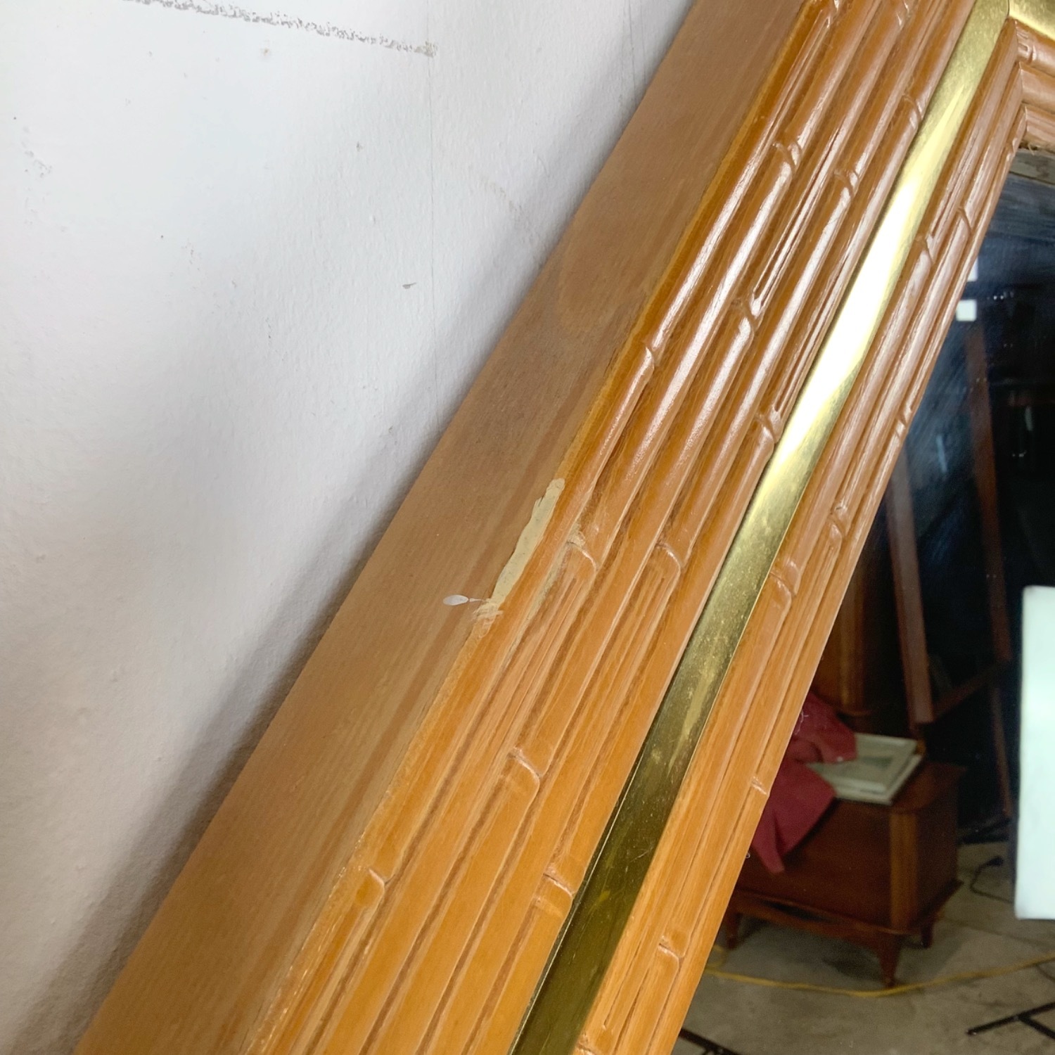 Vintage Modern Faux Bamboo Octagonal Mirror - image-13