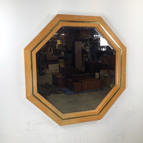 Used Vintage Modern Faux Bamboo Octagonal Mirror for sale on AptDeco